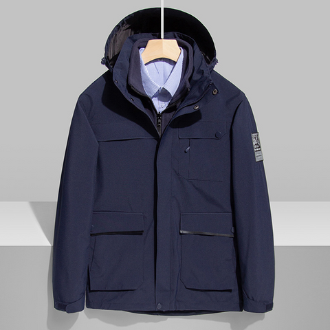 Forro polar de cachemira para hombre + chaqueta impermeable | Conjunto de dos piezas 