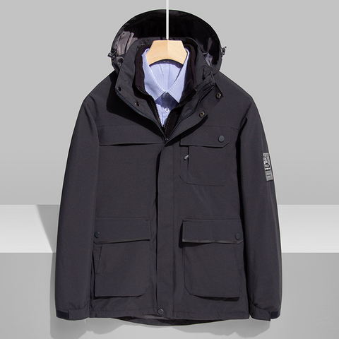 Forro polar de cachemira para hombre + chaqueta impermeable | Conjunto de dos piezas 