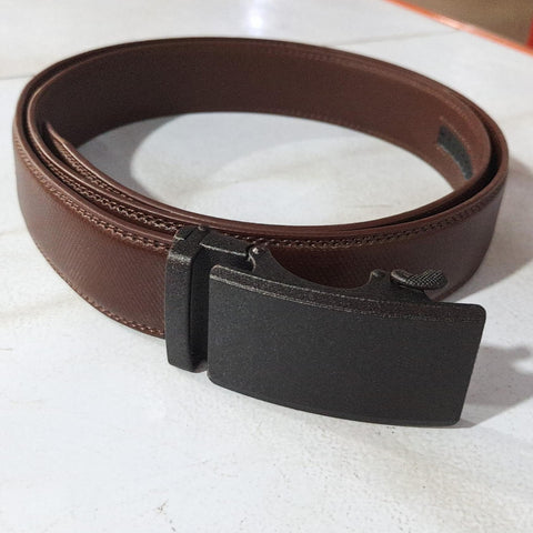 Ceinture en cuir de vachette à deux couches à boucle automatique pour hommes