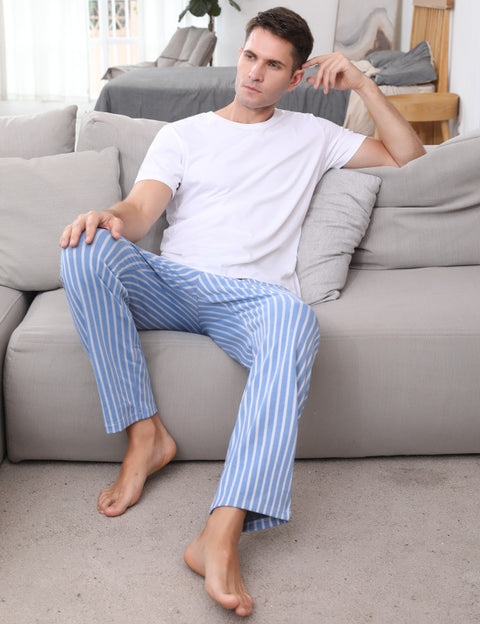 Jingtong-Men's Woven Striped Lounge Pants