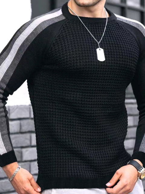 Men's Crew Neck Color Contrast Knit Sweater