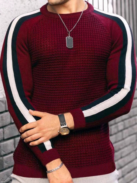 Men's Crew Neck Color Contrast Knit Sweater