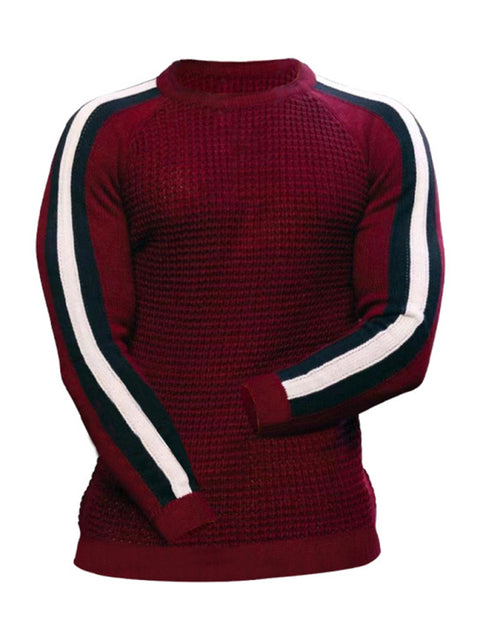 Men's Crew Neck Color Contrast Knit Sweater