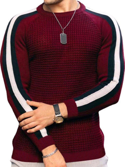 Men's Crew Neck Color Contrast Knit Sweater