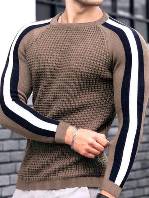 Men's Crew Neck Color Contrast Knit Sweater