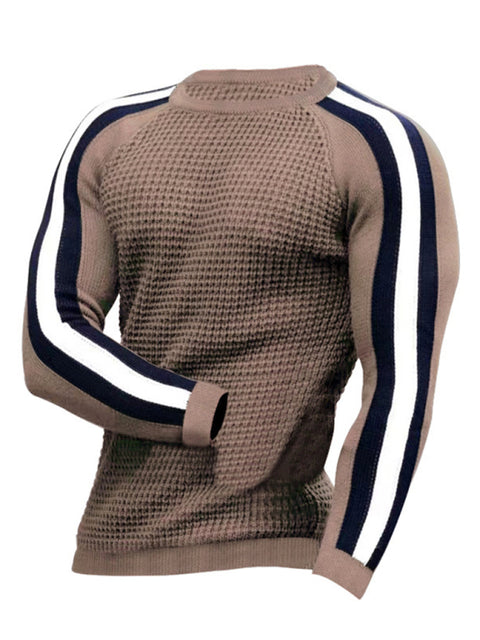 Men's Crew Neck Color Contrast Knit Sweater