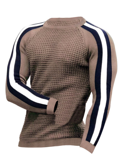 Men's Crew Neck Color Contrast Knit Sweater