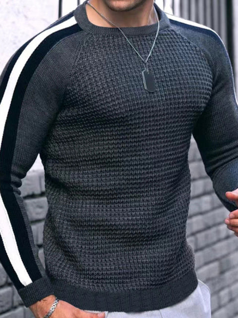 Men's Crew Neck Color Contrast Knit Sweater
