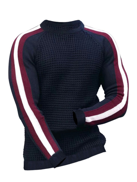 Men's Crew Neck Color Contrast Knit Sweater