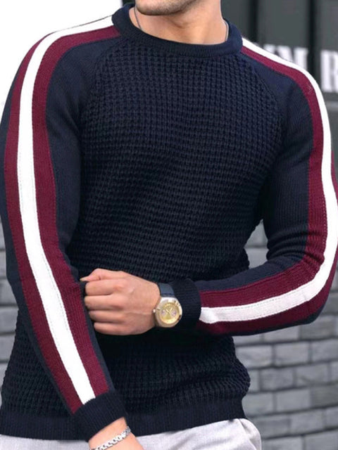 Men's Crew Neck Color Contrast Knit Sweater