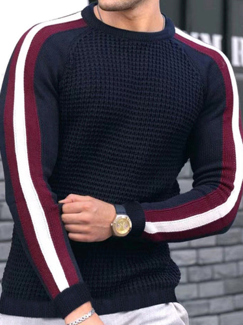 Men's Crew Neck Color Contrast Knit Sweater