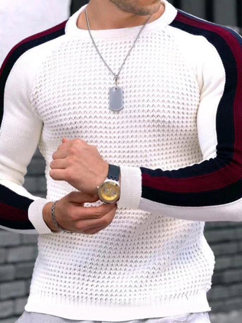 Men's Crew Neck Color Contrast Knit Sweater