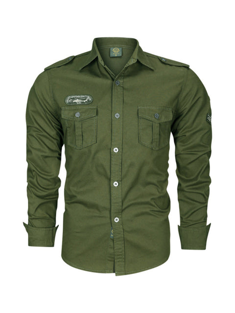 Chemise à manches longues de style militaire pour hommes