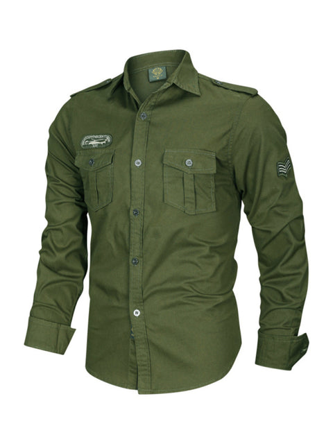 Chemise à manches longues de style militaire pour hommes