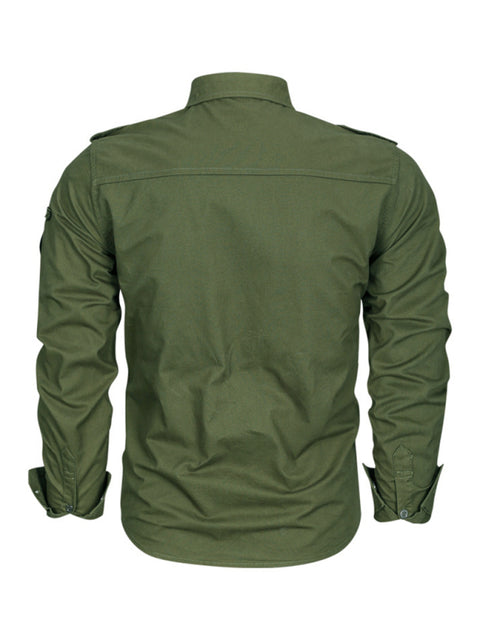 Chemise à manches longues de style militaire pour hommes