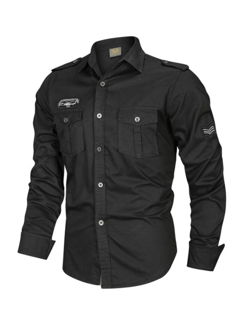 Chemise à manches longues de style militaire pour hommes