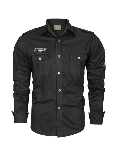 Chemise à manches longues de style militaire pour hommes