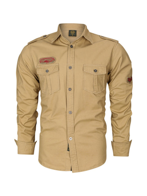 Chemise à manches longues de style militaire pour hommes