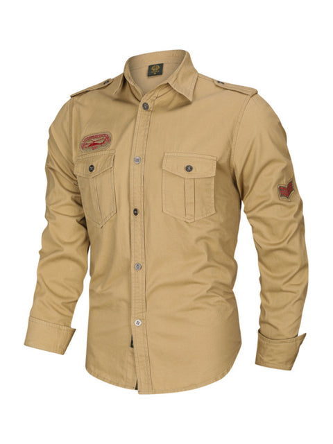 Chemise à manches longues de style militaire pour hommes