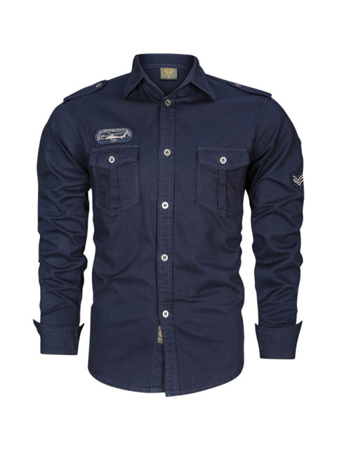 Chemise à manches longues de style militaire pour hommes