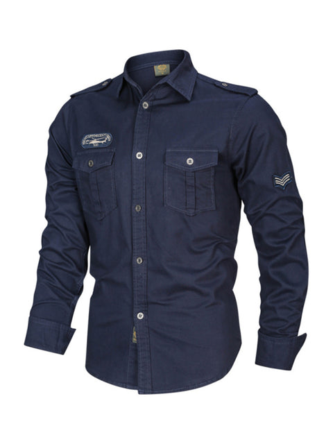 Chemise à manches longues de style militaire pour hommes