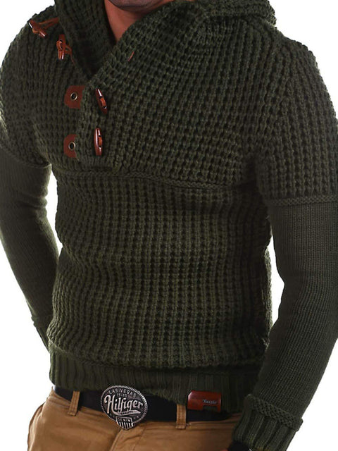 Men's Diagonal Horn Button Sweater