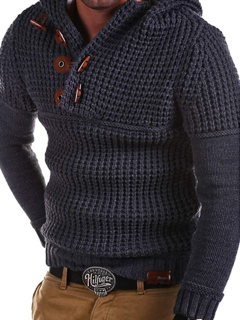Men's Diagonal Horn Button Sweater