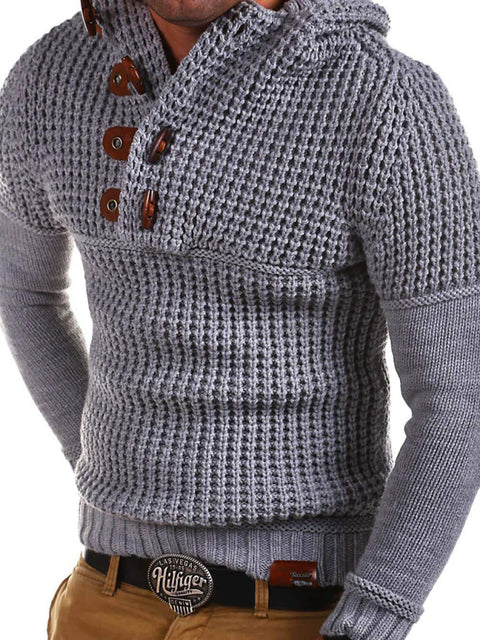 Men's Diagonal Horn Button Sweater