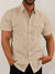 Men's Solid Color Double Pocket Short Sleeve Shirt