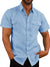 Men's Solid Color Double Pocket Short Sleeve Shirt