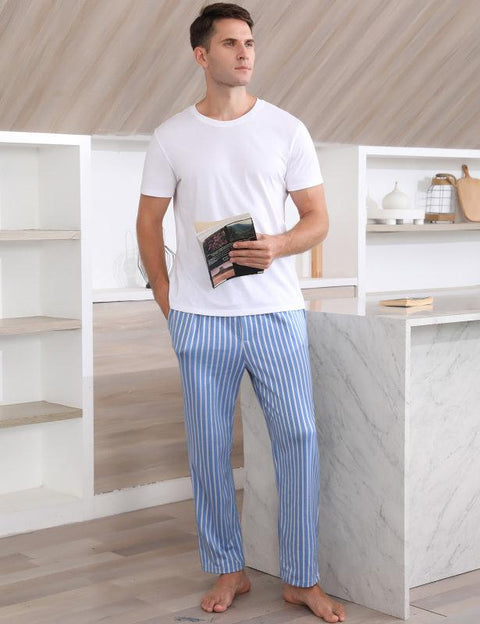 Jingtong-Men's Woven Striped Lounge Pants - Loungewear - NouveExpress