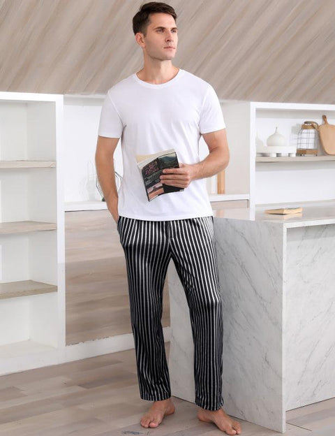 Jingtong-Men's Woven Striped Lounge Pants - Loungewear - NouveExpress