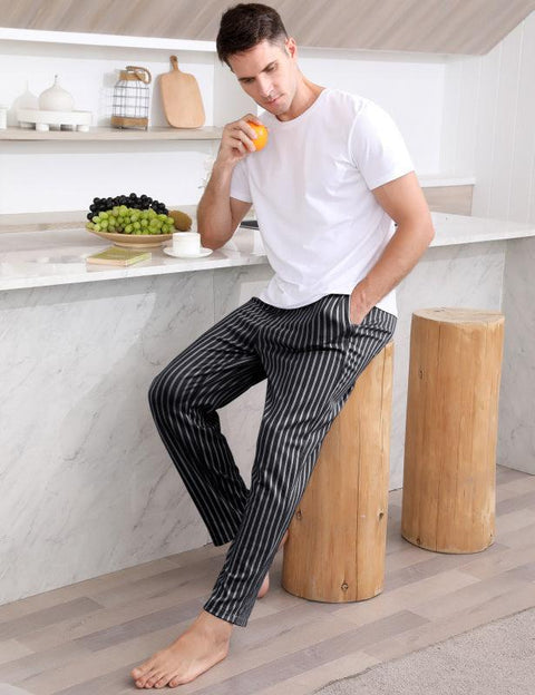 Jingtong-Men's Woven Striped Lounge Pants - Loungewear - NouveExpress