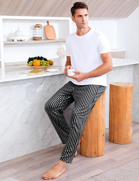 Jingtong-Men's Woven Striped Lounge Pants - Loungewear - NouveExpress