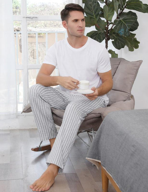 Jingtong-Men's Woven Striped Lounge Pants - Loungewear - NouveExpress