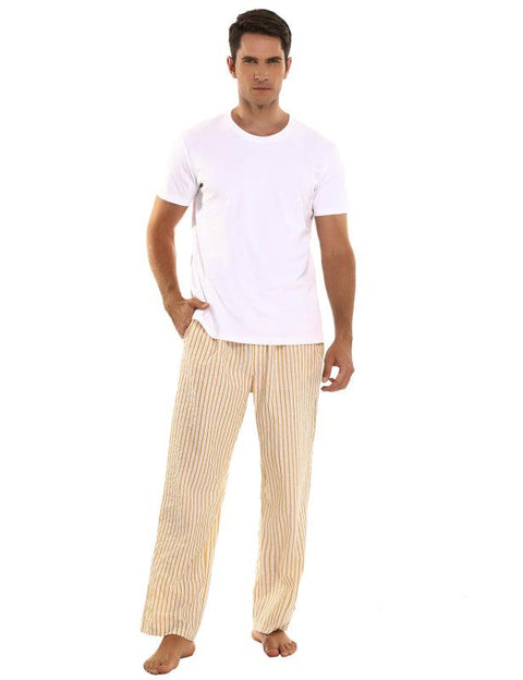 Jingtong-Men's Woven Striped Lounge Pants - Loungewear - NouveExpress