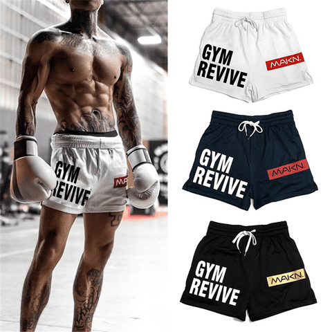 MAKN Revive Print Drawstring Elastic Waist Gym Shorts - Shorts - NouveExpress