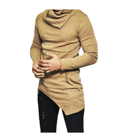 Men's Casual Cowl Neck Asymmetric Sweater - Sweaters - NouveExpress