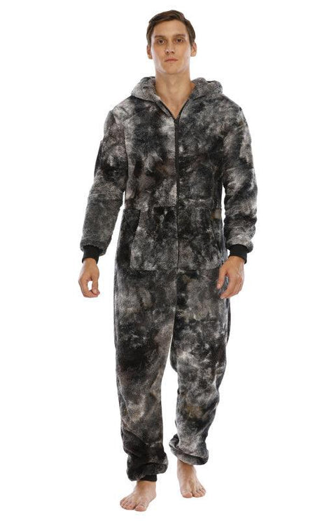 Men's Thickened Fleece Double-Sided Fleece - Tie-Dye Jumpsuit - Loungewear - NouveExpress