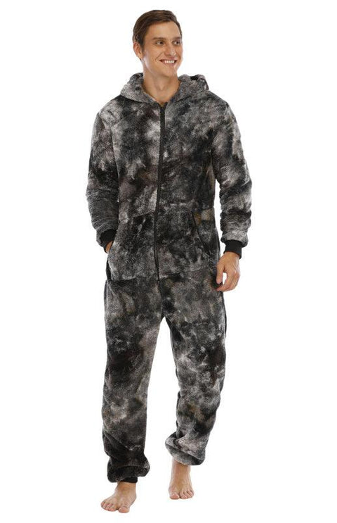 Men's Thickened Fleece Double-Sided Fleece - Tie-Dye Jumpsuit - Loungewear - NouveExpress