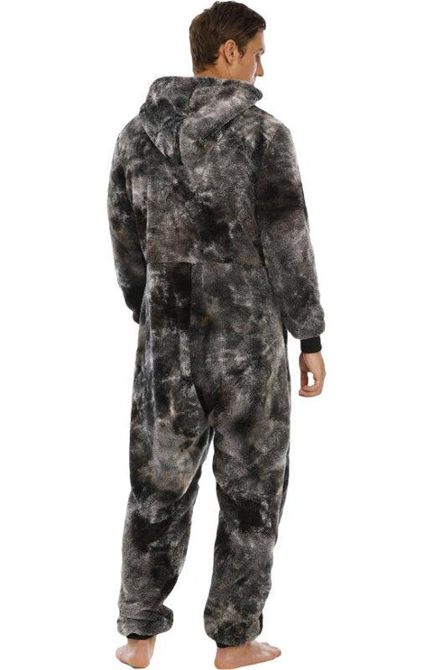 Men's Thickened Fleece Double-Sided Fleece - Tie-Dye Jumpsuit - Loungewear - NouveExpress