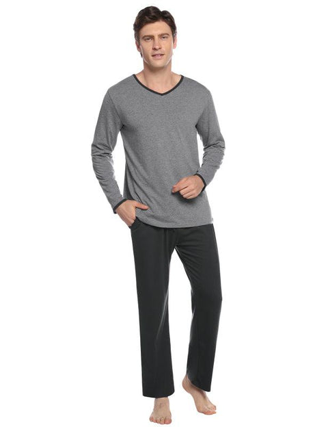 Men's V-Neck Contrast Color Suit -  - NouveExpress