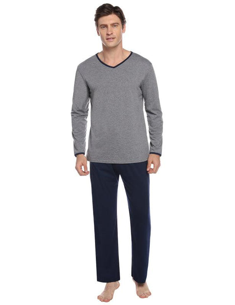 Men's V-Neck Contrast Color Suit -  - NouveExpress