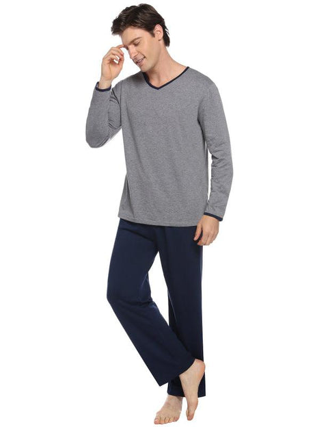 Men's V-Neck Contrast Color Suit -  - NouveExpress