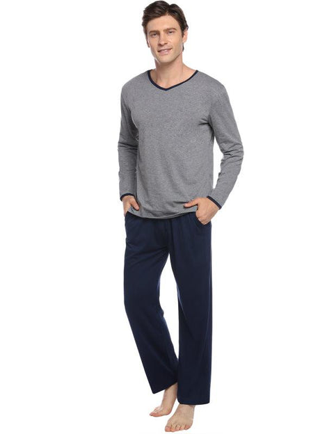 Men's V-Neck Contrast Color Suit -  - NouveExpress