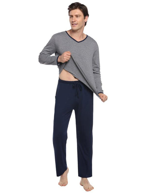 Men's V-Neck Contrast Color Suit -  - NouveExpress