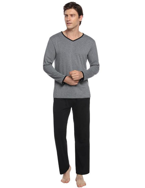 Men's V-Neck Contrast Color Suit -  - NouveExpress