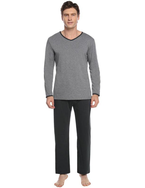 Men's V-Neck Contrast Color Suit -  - NouveExpress