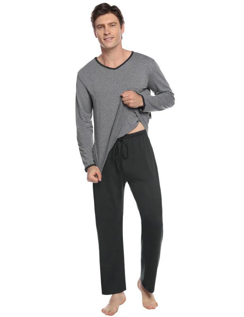 Men's V-Neck Contrast Color Suit -  - NouveExpress