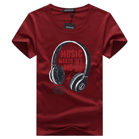 Music Makes Me High Cotton Short Sleeve T-Shirt - T-Shirts - NouveExpress